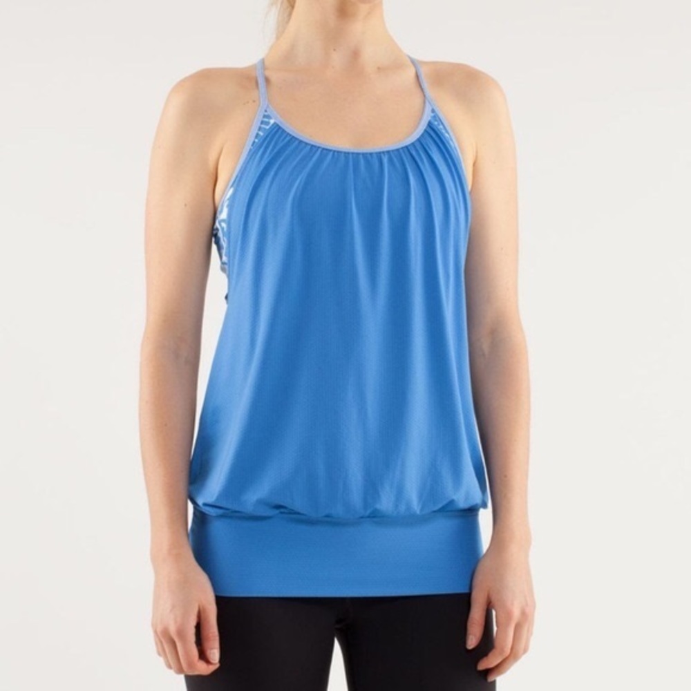 lululemon “no limits” blue tank